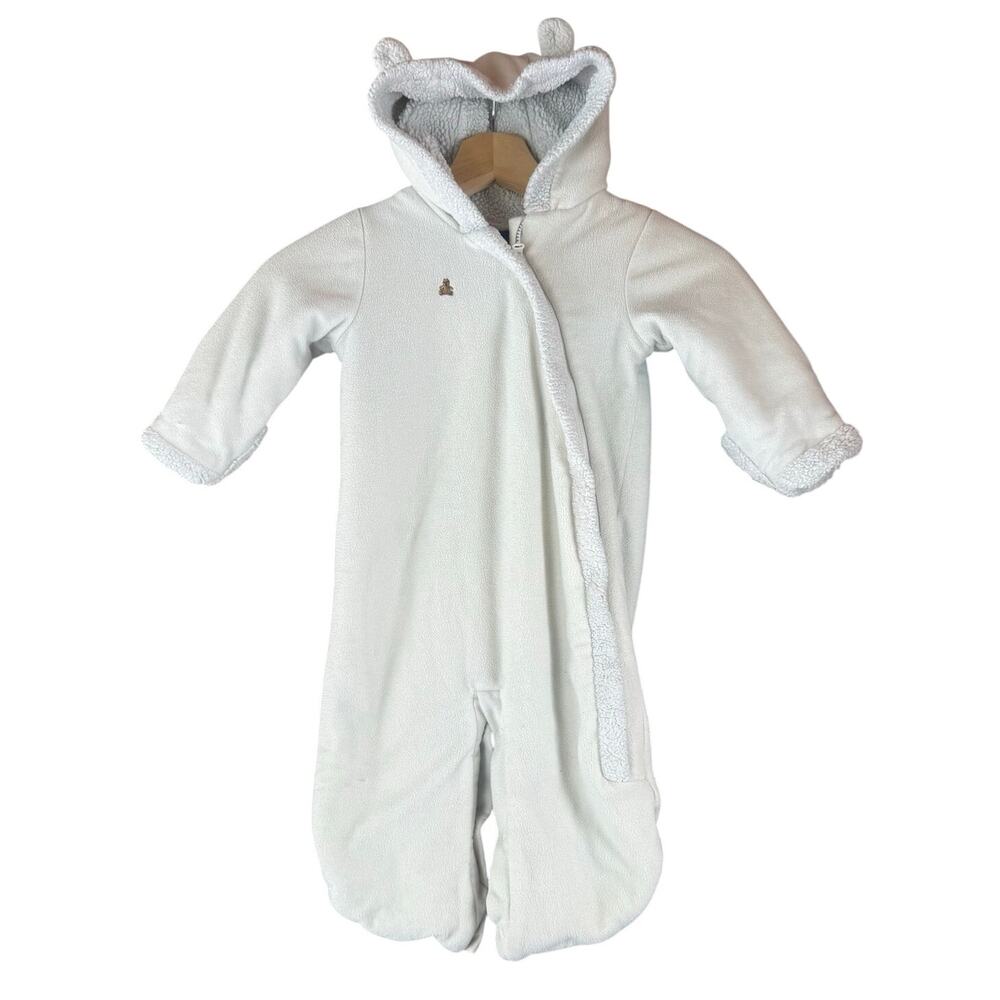 Baby Gap 6-12 Months Bunting Sherpa Fleece Plush Snowsuit Boy Girl Bear Ear Hood